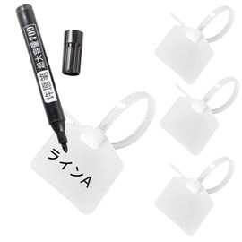 HIMIHOM Cable Tags Waterproof Cable Labels Heat Resistant Cable Ties with Tags Nylon 100 Pack with Marker Hand-writable Cable Ties Cable Organization for Indoor and Outdoor Use Warehouse Office