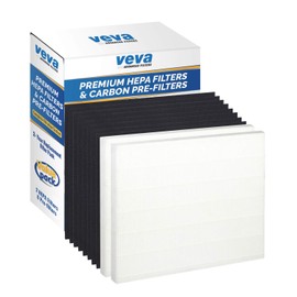 VEVA HEPA Filters Compatible with Coway Airmega AP-1512HH - 2 Pack HEPA Air Purifier Filters with 8 Charcoal Pre-Filters compatible with Coway Airmega 200M Air Purifier