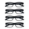 ALWAYSUV 4 Stück Schwarz Federn-Scharnier Lesebrille Klassische Lesehilfen Sehhilfen Brille
