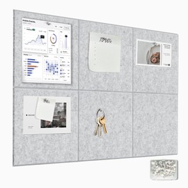 Large Cork Boards for Felt Walls - 36 x 24 inches Bulletin Board with Safe Removable Adhesive Tabs, 6 Pack Cork Board for Office & Home Decoration, Gray