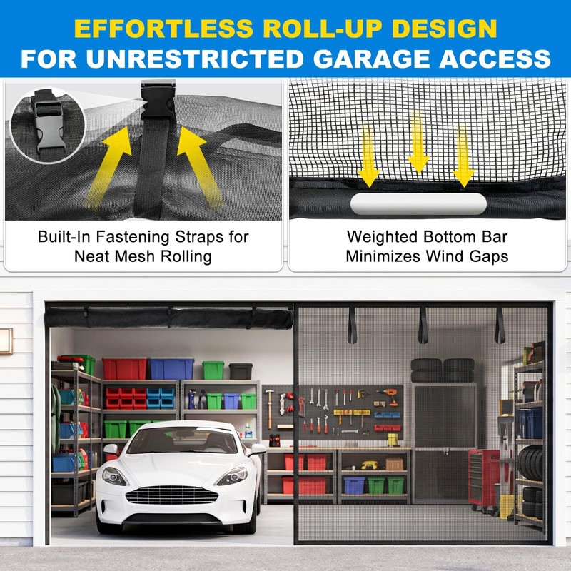 16x7FT Garage Door Screen for 2 Car