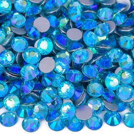 Blinginbox Flatback Rhinestones Bulk,14400pcs Crystal Round Loose Gemstones Glass Rhinestones for Crafts Makeup Nail Art Clothes Shoes DIY Decorations(SS16,3.8-4.0mm,Aquamarine AB)