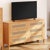 DWVO Natural Rattan 6 Drawer Dressers - Oak Wooden Dresser