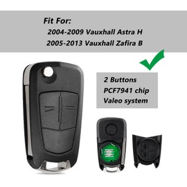 2 Buttons For Vauxhall Astra H Key Astra Remote Key Fob Vauxhall Zafira B Key Zafira Remote Key Fob PCF7941Chip 433Mhz