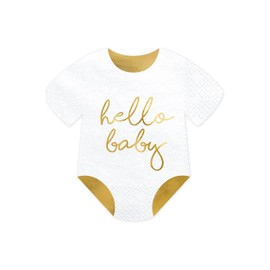 PartyDeco Serviettes Sleepy Baby Hello Baby White 16 x 16 cm Pack of 20 Baby Shower Birthday