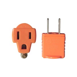 3-Prong to 2-Prong Grounding Converter Adapter Plug for Wall Outlet, (2 Pack Orange)