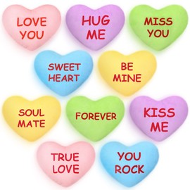 Hanaive 10 Pcs Plush Conversation Hearts Stuffed Valentines Day Toys 6 Inch Heart Candy Plush Decor Valentine Fabric Heart Throw Toys Cushion Toys for Valentines Day Wedding Holiday Party(Romantic)