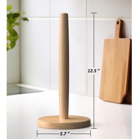 KitchLife Wooden Paper Towel Holder Countertop, Fits Jumbo Roll - Solid Beechwood Paper Towel Dispenser Stand with Wide Anti-Skid Base