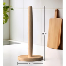 KitchLife Wooden Paper Towel Holder Countertop, Fits Jumbo Roll - Solid Beechwood Paper Towel Dispenser Stand with Wide Anti-Skid Base