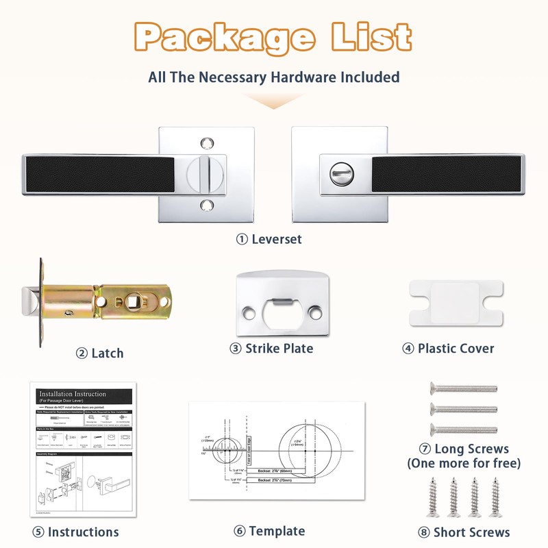 Probrico Square Heavy Duty Door Handle with Black Leather Hand