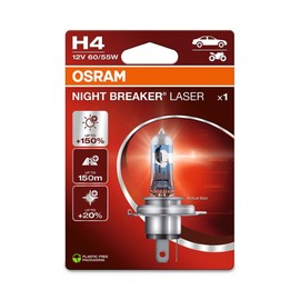 OSRAM NIGHT BREAKER LASER H4, +150% more brightness, halogen headlight lamp, 64193NL-1BL, 12V, blister (1 lamp), white