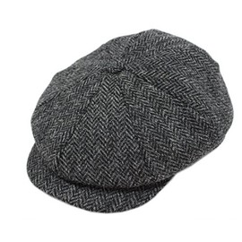 Biddy Murphy Newsboy Hat for Men Irish Flat Cap 100% Wool Tweed, Herringbone, Imported, Large Gray