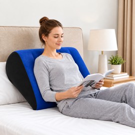 Inflatable Wedge Pillow for Leg and Back Support - Portable Foldable Ergonomic Cushion for Reading, Yoga, Travel and Car Use