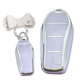 TECART Key Ring Accessories Key Bag Fits BYD Atto 3 Han Tang Song Pro-DM-i Yuan Qin Seal Dolphin TPU Key Protection Car Key Case Key Case 4 Buttons Purple