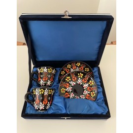 Handmade Turkish Ceramic Espresso Cups And Saucers Set, Handmade cups set - 5