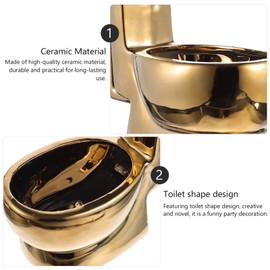 NUOBESTY Taza de café divertida en forma de inodoro con caca oculta en el interior, tazas de té de cerámica, regalos novedosos para cumpleaños, fiesta de Año Nuevo (dorado, 400 ml)