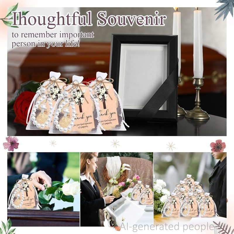 Metacipher 20 Set Funeral Favors for Guests Pearl Angel Keychains