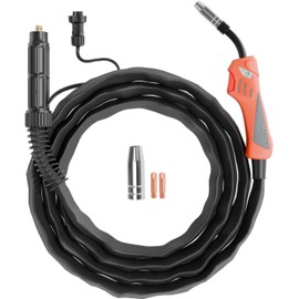 HITBOX MIG Welding Torch MB14AK, 2.6m Hose with Euro Connector, 16mm² Copper-Clad Aluminum Cable, GX16-02 Aviation Plug, 0.8mm and 1.0mm Contact Tips Included, Accessories for MIG/MAG Welding