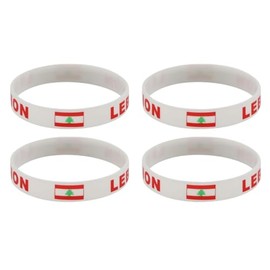 ZENRUIMING 4 Lebanese Flag Silicone Bracelets, Lebanon Tourism Souvenir Bracelet Outdoor Sports Stretch Wristbands, Sports Event Cheering Bracelets