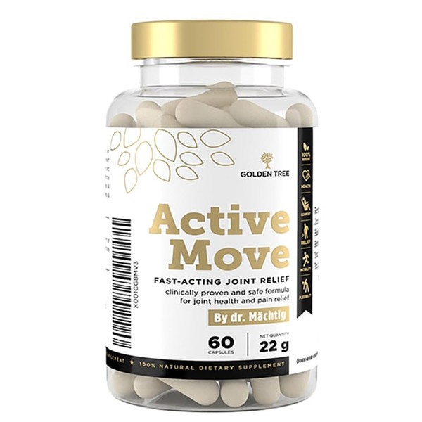 Golden Tree Active Move - Natural Joint Care - Increases Flexibility / Mobility of Joints - Relieves Joint Pain - Boswellia, Hyaluronic Acid, Belinal, Vitamin C, Manganese, Copper, Pepper
