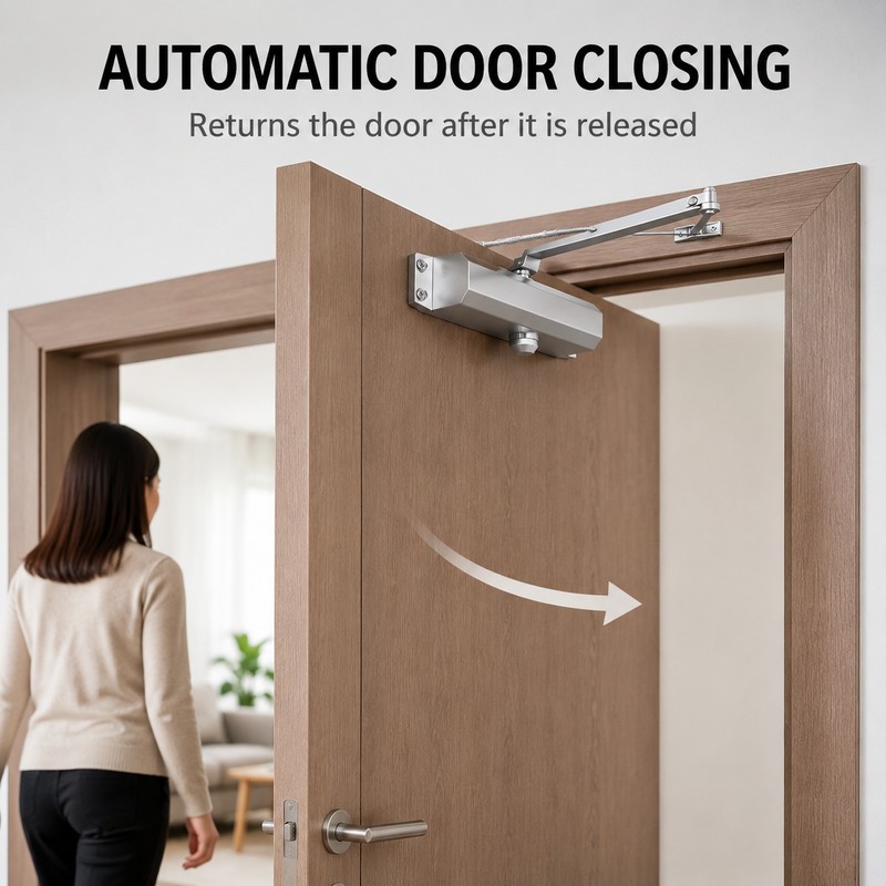 Heavy-Duty Automatic Hydraulic Door Closer for 55-143 lb Doors