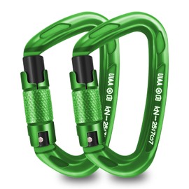 AINIKEY UIAA Certified 25kN Auto Locking Carabiner Climbing Carabiner Clips, Heavy Duty Large Locking Carabiner Clips for Rock/Ice Climbing Rappelling Rescue Swing etc, D Shaped（‎Black-2PCS）