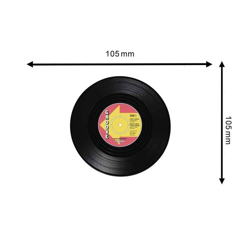 4 x Retro Style Vinyl Coasters/10.5cm Diameter