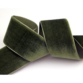 3 m x 36 mm Velvet Ribbon Green Brown (642 Iode Green) Decorative Ribbon Moss Green Olive Green Velour One Sided Velvet Fixed Edge Velvet Ribbon for Sewing Decorating