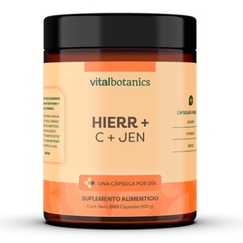 Hierro con Vitamina C. 200 capsulas de 500mg (Más de 6 meses). VitalBotanics. Suplemento Alimenticio Multivitamínico para Hombre y Mujer. Libre de Gluten y Aditivos. Apto Dieta Keto.