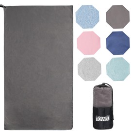 SereneSol Quick Dry Beach Towel, Beach Mat, Bath Towel, 29.9 x 50.8 inches (76 x 152 cm), Sofa Blanket, Stylish, Sandless, Beach Blanket, Adults, Beaches, Cute, Quick Drying (Gray, 29.9 x 50.8 inches