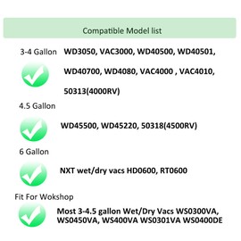 10 Packs VF3501 Size C Pleated Dust bags Compatible with Ridgid WD3050 WD45500 HD0600,Compatible with Workshop 3 to 4.5 gallon wet/dry vacs 6 gallon Nxt wet/dry vac Replacement 23738 WS32045F