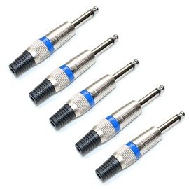Oiyagai 5 Pcs 1/4" Mono Male TRS Connector Jack Phono 6.35mm Guitar mic Headphone Single Channel