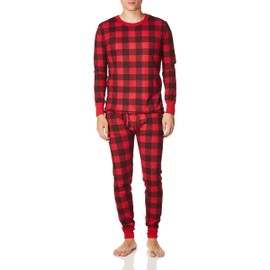 Fruit of the Loom Men's Thermal Waffle Sleep Set (Top and Bottom) Base Layer, Buffalo Plaid, 2X