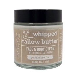 Sinarie Grass-Fed Beef Tallow Body Butter - Emulsified, Non-Greasy Moisturizer, 4 oz Soaps & Skin Care (4 oz., Palo Santo Tea)