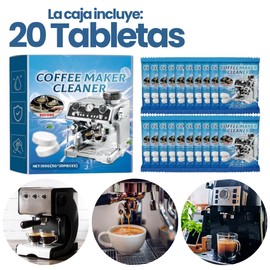 VERALY.MX Paquete 20 Pastillas Limpieza Maquina Cafe Cafetera Cafeteria Pack Pastillas Limpia Maquinas de Cafe Removedoras de Suciedad Reciduos Efervecentes