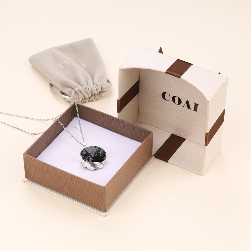 COAI Healing Raw Crystal Necklace for Women, Stone, Obsidian