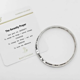 BeachLifestylesShop Serenity Prayer Bracelet Faith God Prayer Cross Religious Mobius Bangle SILVER