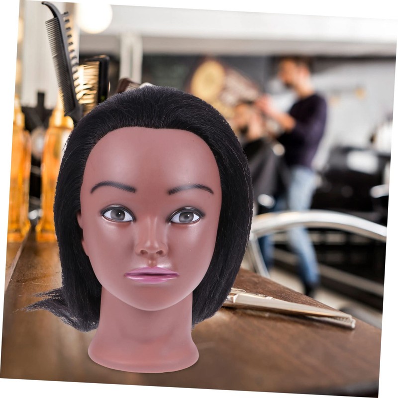 Healvian 1 Set Human Hair Braiding Mannequin Head Hair Cutting