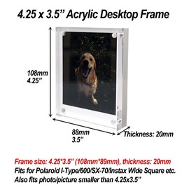 LAGIPA Acrylic Desktop Polaroid Picture Frame 3.5 x 4.25” for i-Type/600/SX-70/OneStep+/Instax Wide Square Films, Polaroid Photo Display (2 Pack)