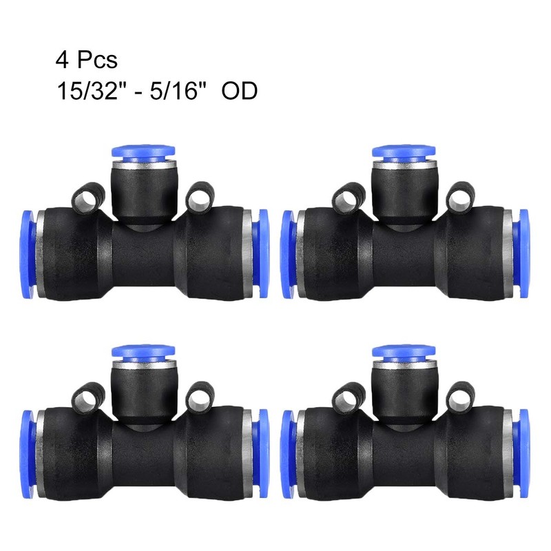 sourcing map Plastic Tee Push to Connect Tube Fittings 15/32"