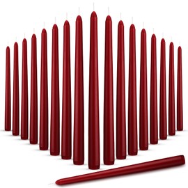 Nuanchu 100 Pcs Wine Red Taper Candles 10 Inch (H) Dripless Tapered Candles Smokeless Long Candles Tall Unscented Dinner Candle for Household Wedding Party Home Decor Candlesticks, Long Burning