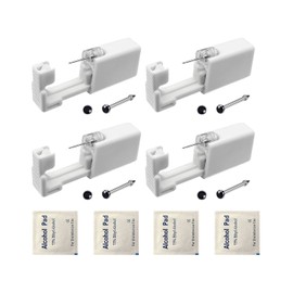 4 Pack Nose Piercing Kit, SLVIEKAE Disposable Safe Sterile Piercing Gun, Self Nose Piercing Unit For, Nose Stud Piercing Kit Tool (Black)
