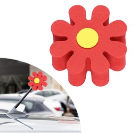 Hbxdeco Daisy Car Antenna Topper, Cute Daisy Flower EVA Antenna Ball for Vehicles, Funny Automotive Roof Toppers Decoration, Lovely Aerial Ball Mirror Dangler Car Accessories for Women Men (Red)