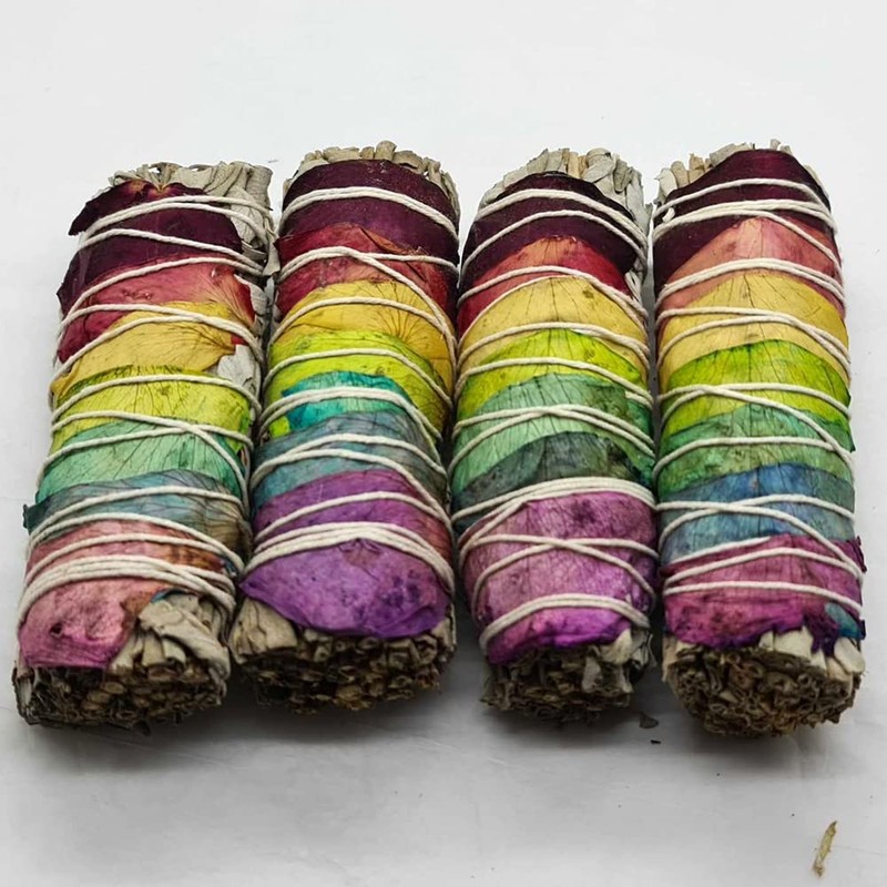 Sage Smudge Stick 4" (White Sage and 7 Chakra Petals