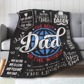 Gifts for Dad Blanket, Gift from Son Daughter Best Dad Ever Blanket, Soft Cozy Warm Plush Fuzzy Lightweight Fleece Flannel Throw, Present for Birthday Fathers Day 80"x60" for Adults