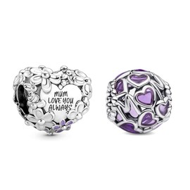 PHCLASY Love Mum Charm for Bracelets Necklaces and European Snake Chain Great Gifts for Women Mother's Day Jewellery Gift, Cubic Zirconia