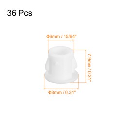 QUARKZMAN 6mm (15/64") Plastic Hole Plugs, 36 Pieces Flat Round Insert Fasteners for Closing Furniture, White End Caps for Panels
