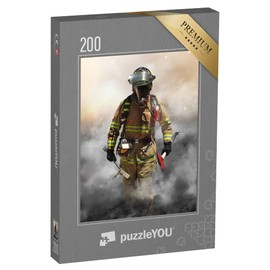 puzzleYOU: 200 Piece Fireman Penetrating a Smoke Wall Puzzle - Fire Brigade Puzzle Collection