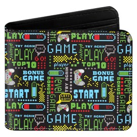 Boys Wallet Leather Bifold Wallet Teen Boys Cool Credit Card Cash Id Holder Rfid Blocking Fun Bi Fold Small Wallets, Game-Play