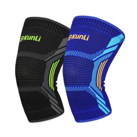 Kunli Knee Brace Support Sleeves Anti Slip Compression Sports Kneecap for Running Volleyball Basketball1 PairColor: Black, Size: L